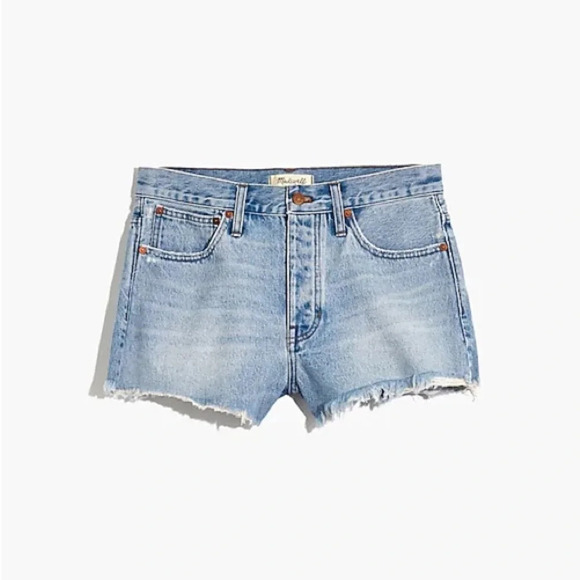 Madewell Relaxed Denim Shorts in Cedarcroft Wash Jeans Distressed Cut Offs - Picture 2 of 10